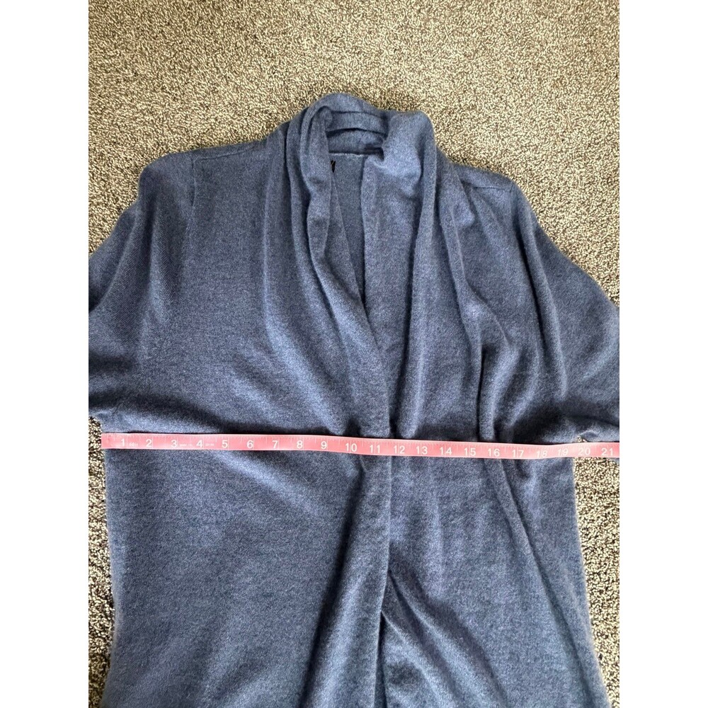 Quince 100% Cashmere Open Front Long Cardigan Sweater Blue - Picture 4 of 6